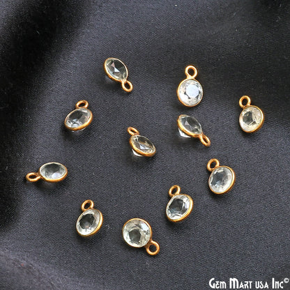 Round 6mm Brilliant Cut Gold Plated Bezel Single Bail Gemstone Connector