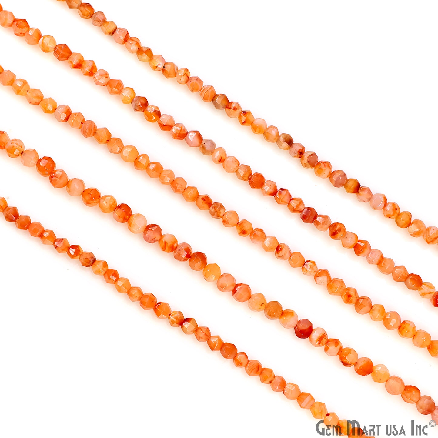 Carnelian Faceted Round Drilled Beads 4-6mm Waist Beads, Rondelle Bead Strand 13 Inch