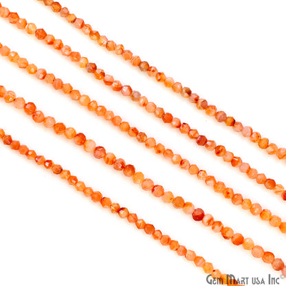 Carnelian Faceted Round Drilled Beads 4-6mm Waist Beads, Rondelle Bead Strand 13 Inch