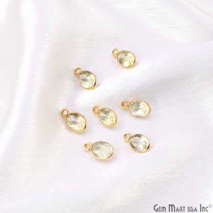 Oval 6x8mm Brilliant Cut Gold Plated Bezel Single Bail Connector