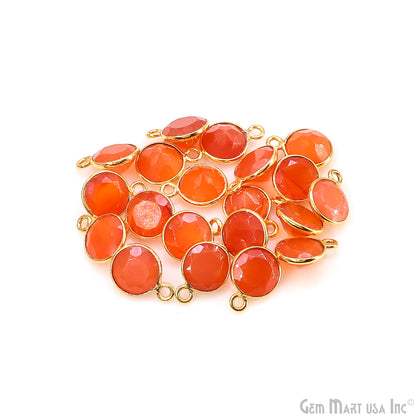 Round 8mm Brilliant Cut Gold Plated Bezel Single Bail Gemstone Connector