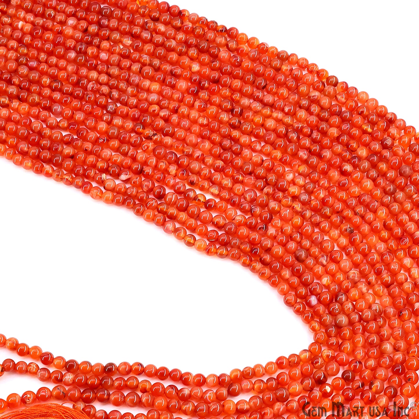 Carnelian Smooth Round Drilled Beads 4-5mm Waist Beads, Rondelle Bead Strand 13 Inch