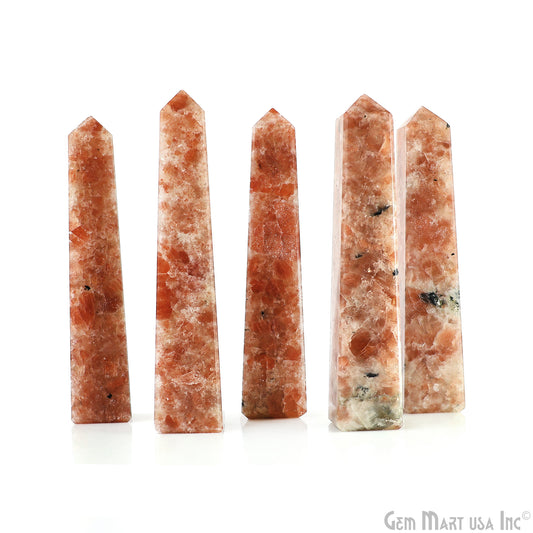 Sunstone Gemstone Rectangle Tower Shape 4Inch Crystal Tower Obelisk Healing Meditation Gemstones