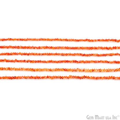 Carnelian Faceted Round Drilled Beads 2-4mm Waist Beads, Rondelle Bead Strand 13 Inch