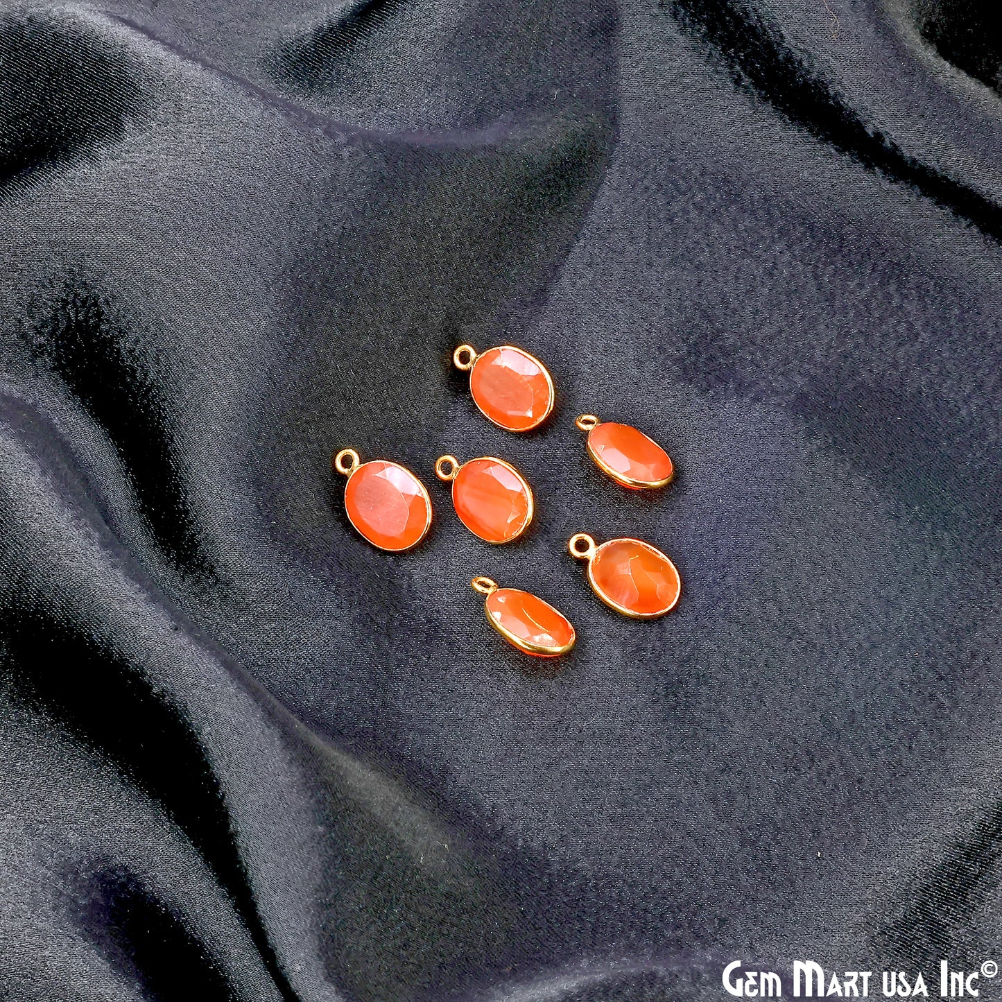 Oval 9x11mm Brilliant Cut Gold Plated Bezel Single Bail Connector