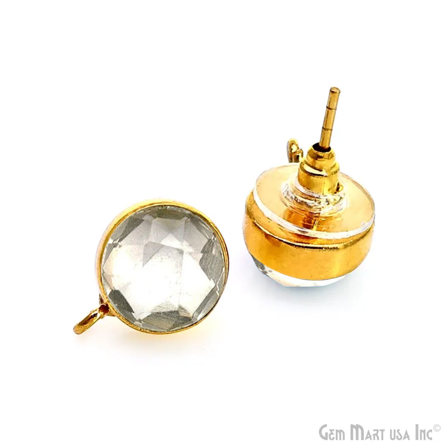 DIY Round 10mm Gold Bail Gemstone stud Earring