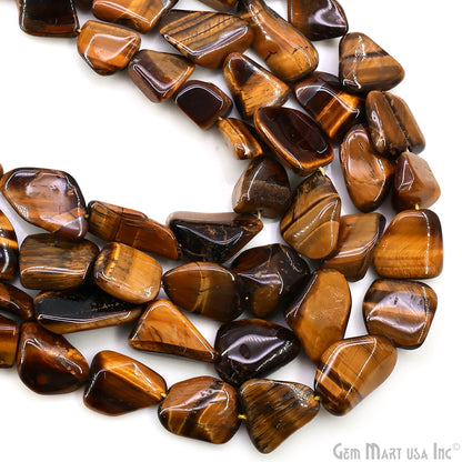 Tiger Eye Tumble Beads Free Form Drilled Beads 8-11X15-25mm Waist Beads, Rondelle Bead Strand 14 Inch