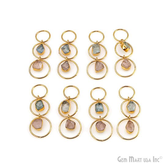 DIY Rough Gemstone Gold Plated Bezel Setting Dangle Chandelier Finding Connector 1PC