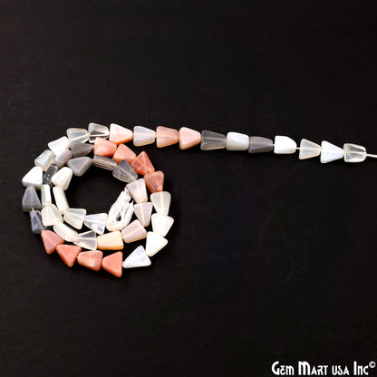 Multi Moonstone Smooth Triangle Drilled Beads 4-7mm Waist Beads, Rondelle Bead Strand 14 Inch