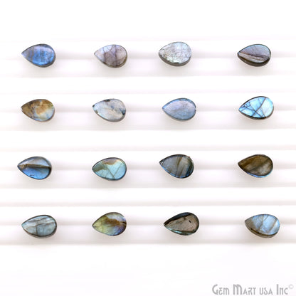 Labradorite Wholesale Gemstones, 100% Natural Semi-Precious Gems, Blue Flash Cabochon Loose Gems, 8x5mm And 9x6mm, Pears, 5PC Lot
