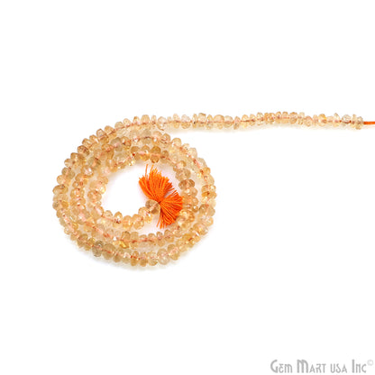 Lemon Topaz Faceted Round Drilled Beads 3-4mm Waist Beads, Rondelle Bead Strand 14 Inch