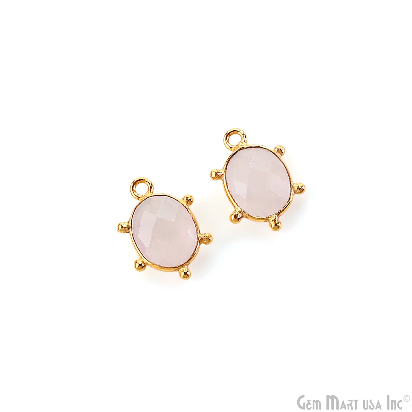 Rose Quartz Oval 15x11mm Design Bezel Gold Plated Single Bail Gemstone Connector