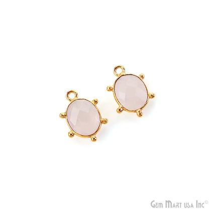 Rose Quartz Oval 15x11mm Design Bezel Gold Plated Single Bail Gemstone Connector