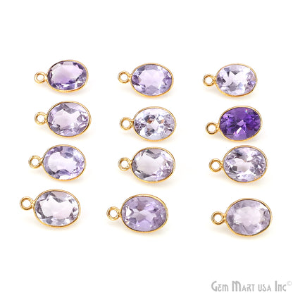 Oval 8x10mm Brilliant Cut Gold Plated Bezel Single Bail Connector