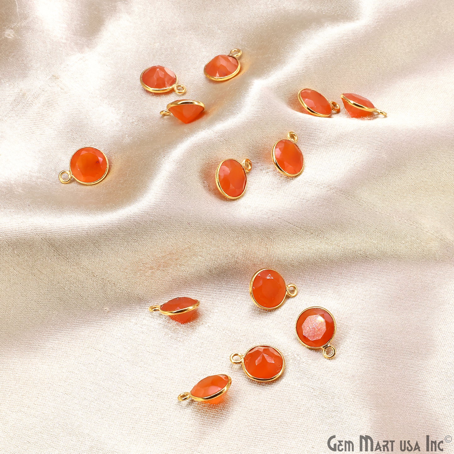 Round 9mm Brilliant Cut Gold Plated Bezel Single Bail Gemstone Connector