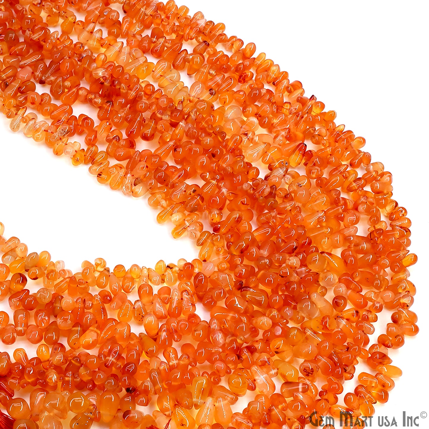 Carnelian Smooth Free Form Drilled Beads 3-4X5-7mm Waist Beads, Rondelle Bead Strand 13 Inch