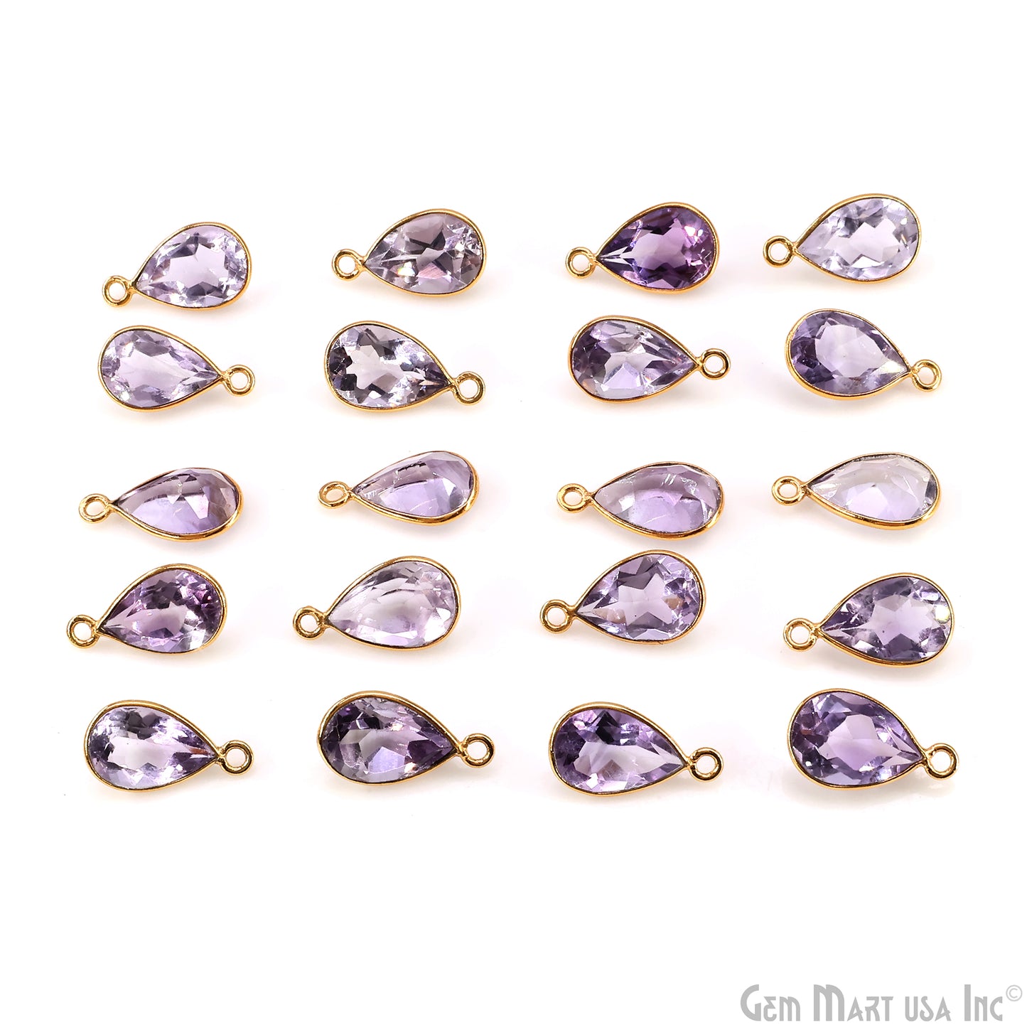 Pears 8x12mm Brilliant Cut Gold Plated Bezel Single Bail Gemstone Connector