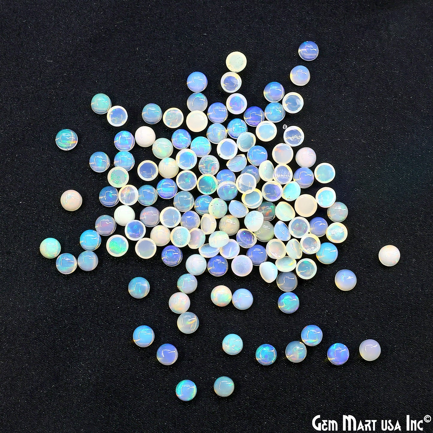 Ethiopian Opal Wholesale Gemstones, 100% Natural Precious Gems, White Cabochons Loose Gems, 5mm, Round, 10PC