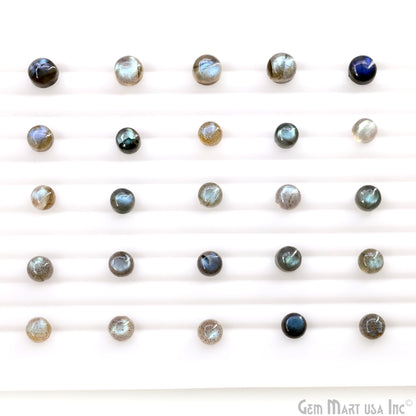 Labradorite Wholesale Gemstones, 100% Natural Semi-Precious Gems, Blue Flash Cabochon Loose Gems, 7mm, Round, 5PC Lot