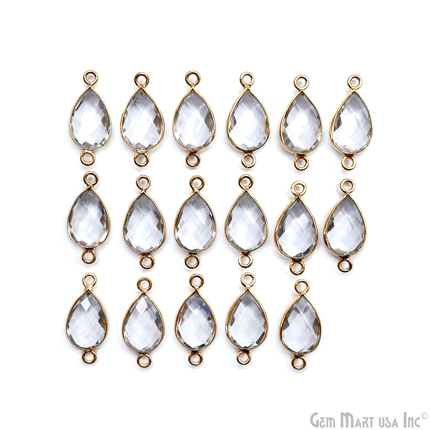 Pear Double Bail Gold Bezel 8x12mm Gemstone Connector