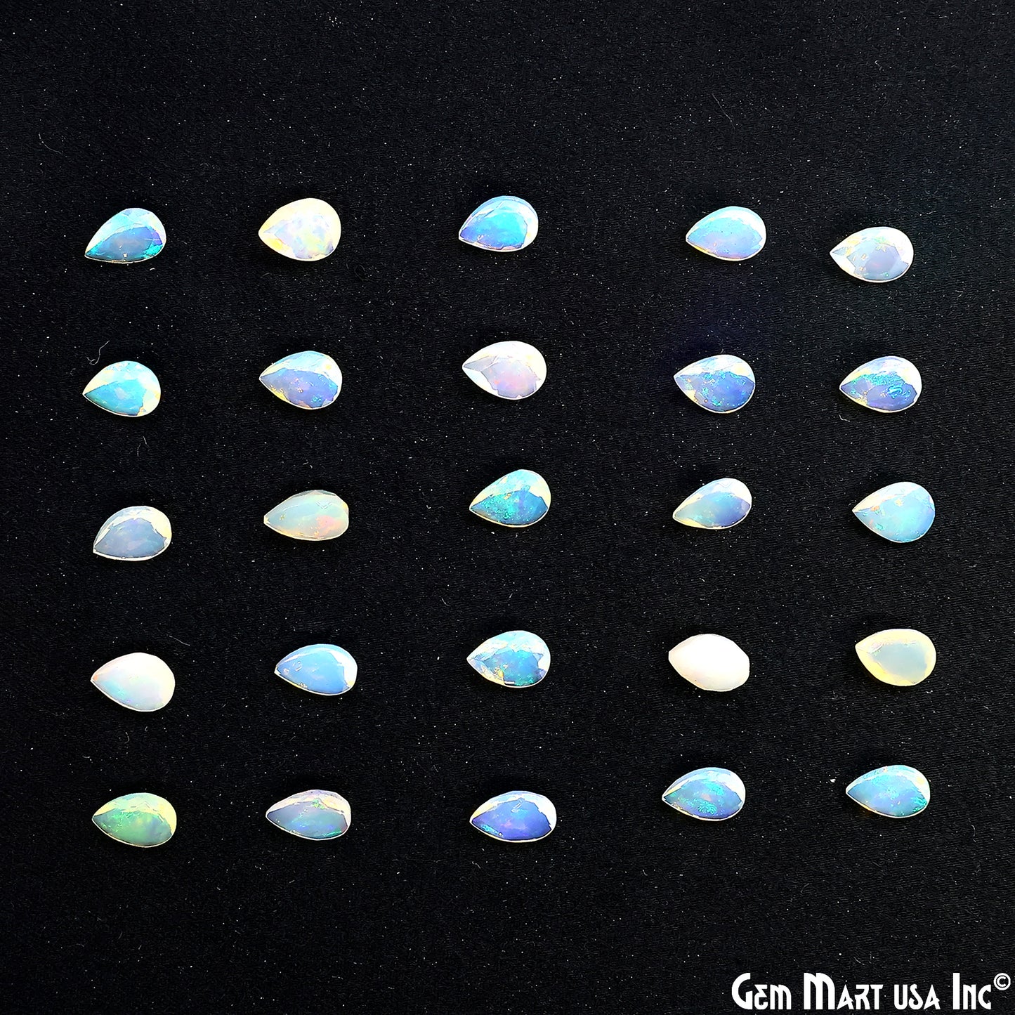 Ethiopian Opal Wholesale Gemstones, 100% Natural Precious Gems, Rainbow Cabochons Loose Gems, 6x8mm, Pears, 4PC