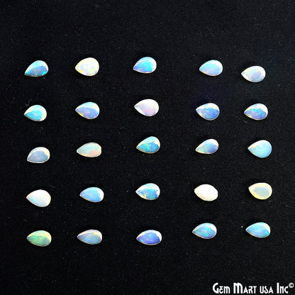 Ethiopian Opal Wholesale Gemstones, 100% Natural Precious Gems, Rainbow Cabochons Loose Gems, 6x8mm, Pears, 4PC