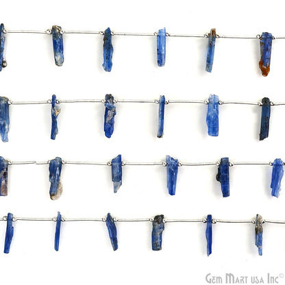 Kyanite Rough Beads, 9.5 Inch Gemstone Strands, Drilled Strung Briolette Beads, Free Form, 12x20mm