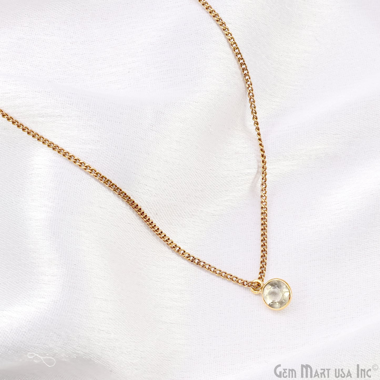 Round 6mm Brilliant Cut Gold Plated Bezel Single Bail Gemstone Connector