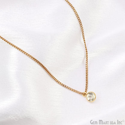 Round 6mm Brilliant Cut Gold Plated Bezel Single Bail Gemstone Connector