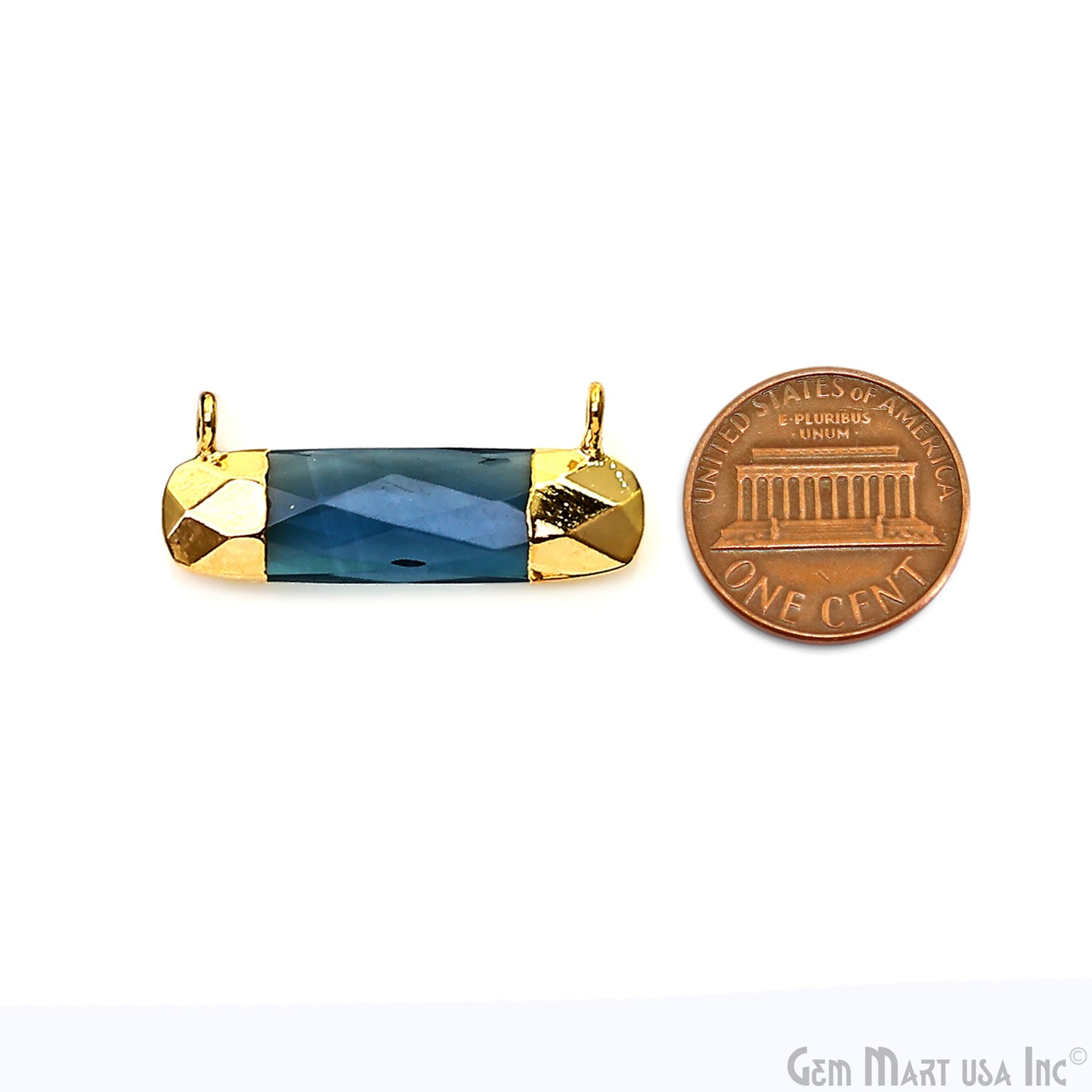 Iolite Rectangle 28x12mm Gold Electroplated Cat Bail Connector