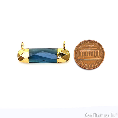 Iolite Rectangle 28x12mm Gold Electroplated Cat Bail Connector