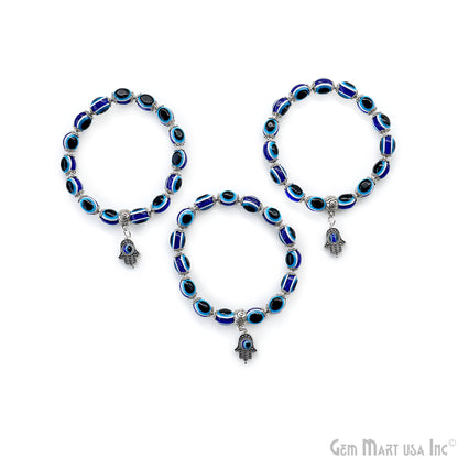 Blue Evil Eye Adjustable Hamsa Charm Bracelet