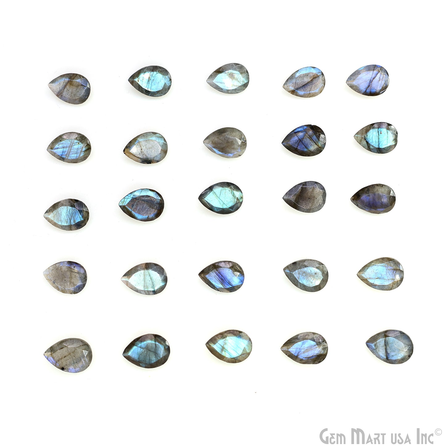 Labradorite Wholesale Gemstones, 100% Natural Semi-Precious Gems, Blue Flash Faceted Loose Gems, 10x14mm, Pears, 2PC Lot