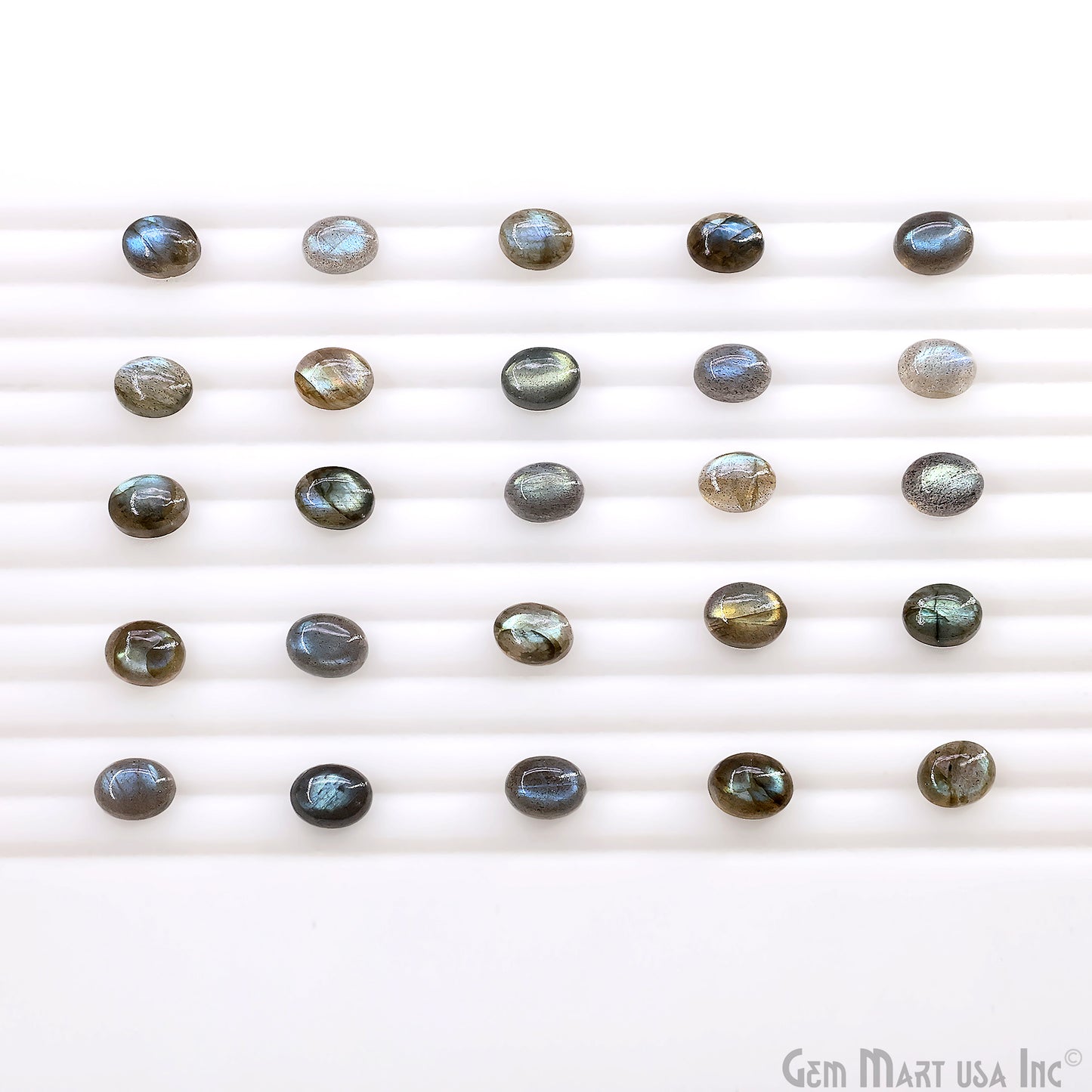 Labradorite Wholesale Gemstones, 100% Natural Semi-Precious Gems, Blue Flash Cabochon Loose Gems, 7x9mm, Oval, 4PC Lot
