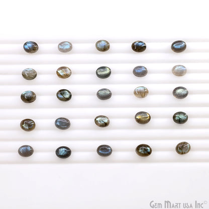 Labradorite Wholesale Gemstones, 100% Natural Semi-Precious Gems, Blue Flash Cabochon Loose Gems, 7x9mm, Oval, 4PC Lot