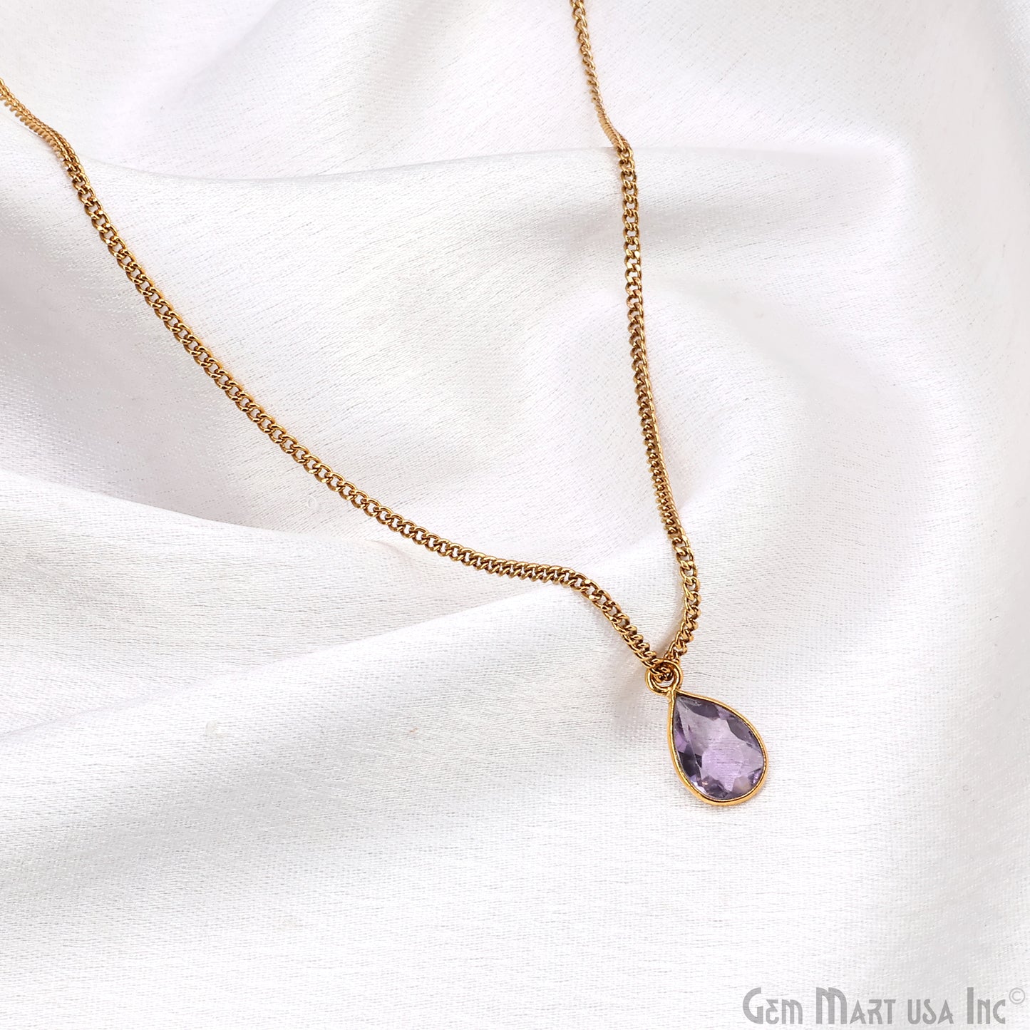 Pears 7x10mm Brilliant Cut Gold Plated Bezel Single Bail Connector