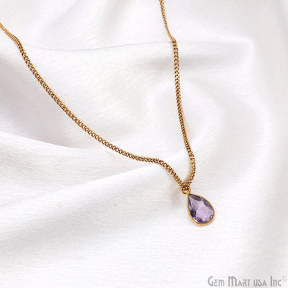 Pears 7x10mm Brilliant Cut Gold Plated Bezel Single Bail Connector