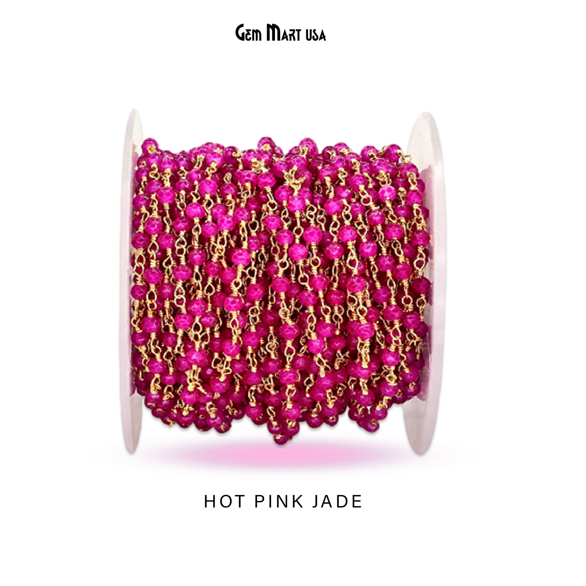 9. Hot Pink Jade - Gold Plating