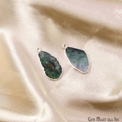 Emerald Free Form 28x15mm Electroplated Gemstone Single Bail Connector