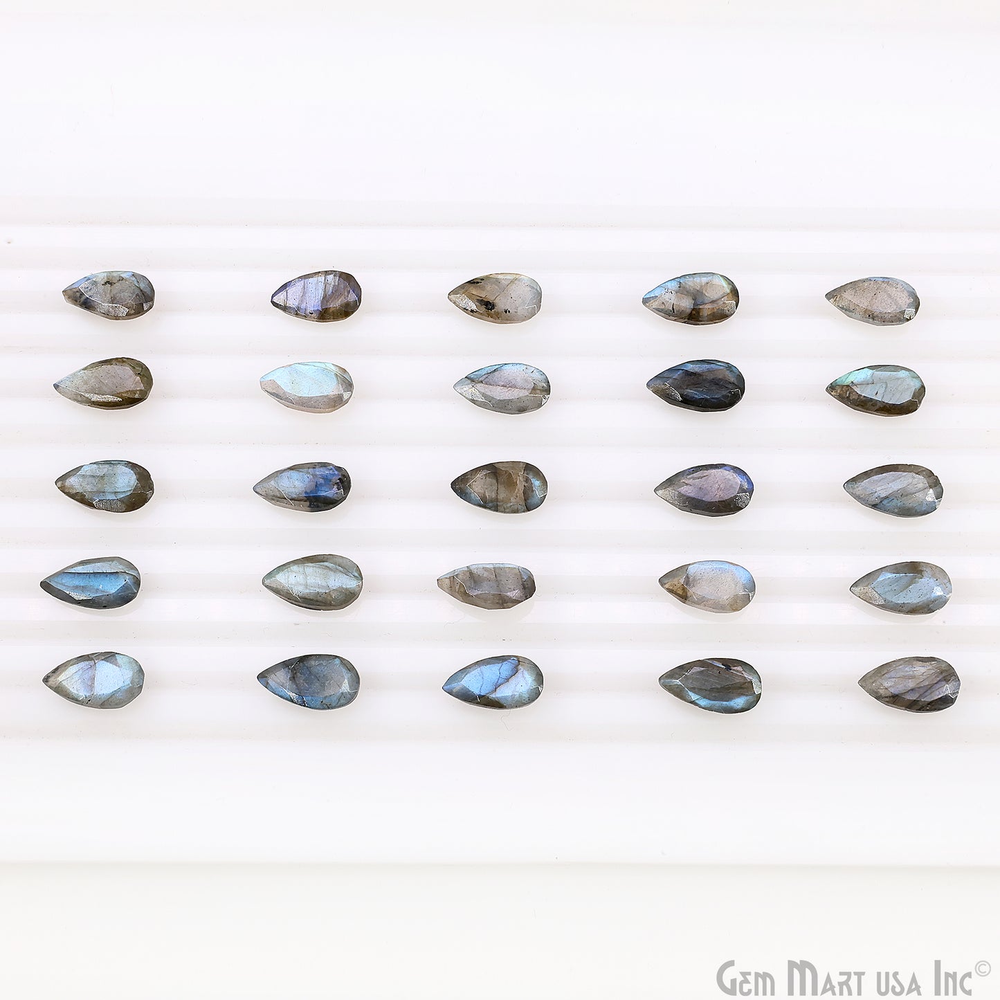 Labradorite Wholesale Gemstones, 100% Natural Semi-Precious Gems, Blue Flash Faceted Loose Gems, 7x13mm, Pears, 4PC Lot