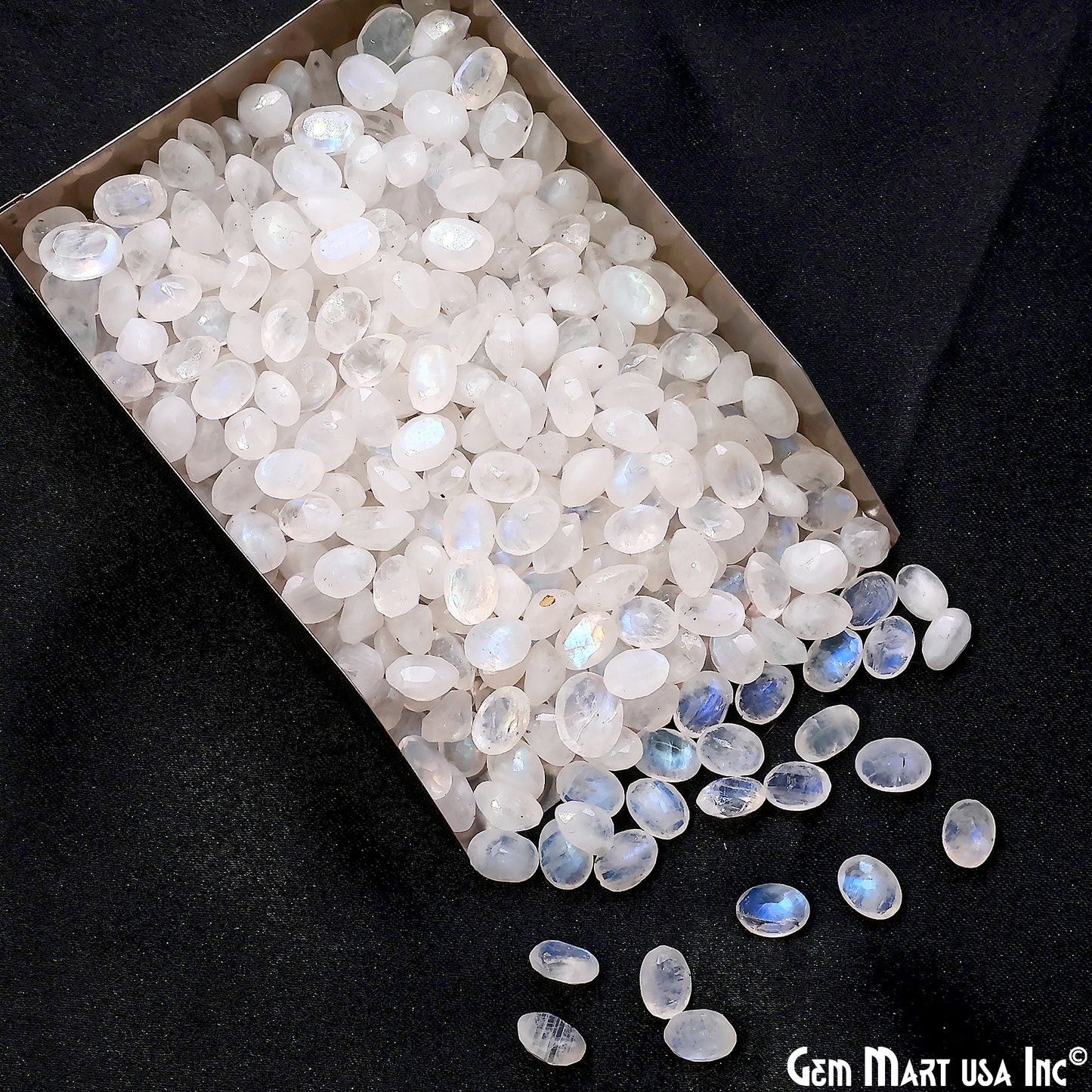 Rainbow Moonstone Wholesale Gemstones, 100% Natural Semi-Precious Gems, Rainbow Cabochons Loose Gems, 7x5mm, Oval, 10PC