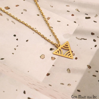 Triangle Shape Charm Laser Finding Gold Plated Charm For Bracelets & Pendants