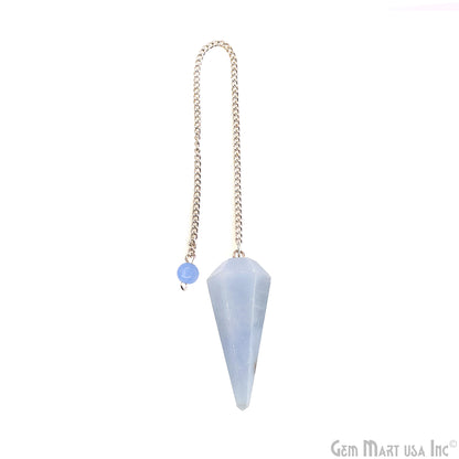 Gemstone Pendulum Silver Healing Dowsing Pointed Pendant 48x19MM