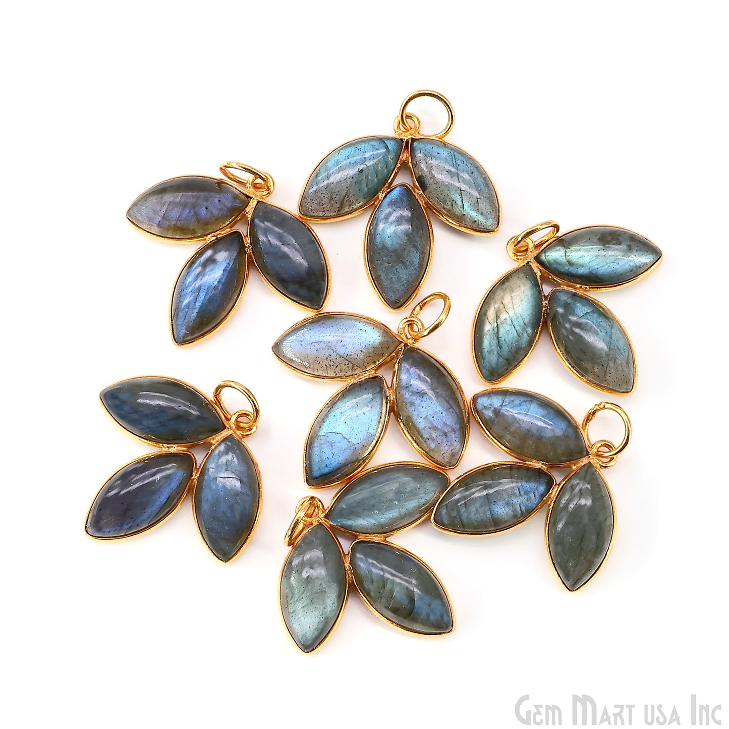 Labradorite Flower 25x23mm Single Bail Chandelier Finding Component