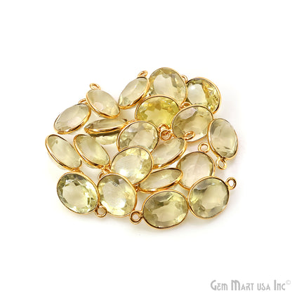 Oval 9x11mm Brilliant Cut Gold Plated Bezel Single Bail Connector