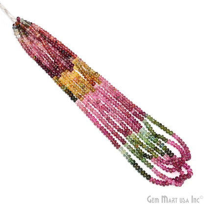 Multi Tourmaline Rondelle Beads, 17 Inch Gemstone Strands, Drilled Strung Nugget Beads, Faceted Round, 3mm