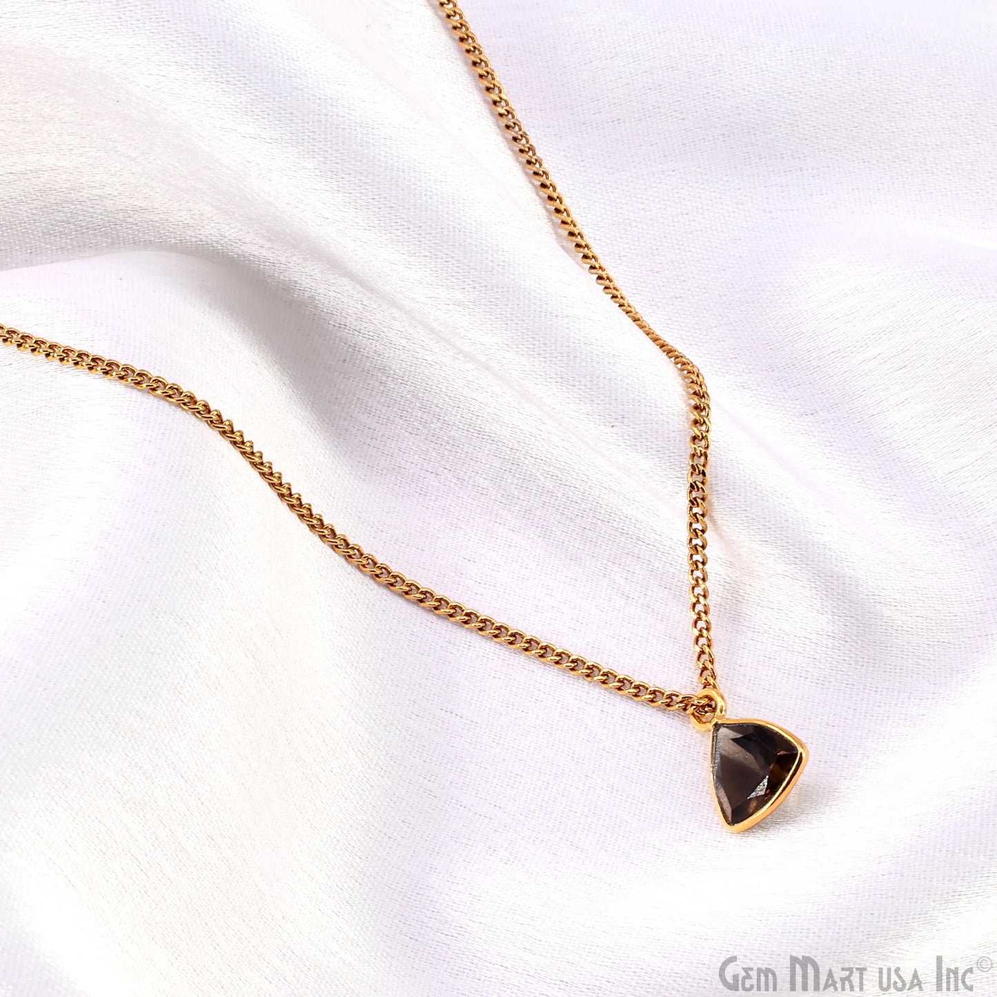 Trillion 8mm Brilliant Cut Gold Plated Bezel Single Bail Gemstone Connector