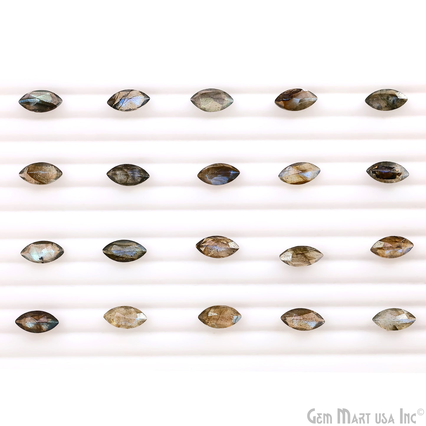 Labradorite Wholesale Gemstones, 100% Natural Semi-Precious Gems, Blue Flash Faceted Loose Gems, 6x12mm, Marquise, 4PC Lot