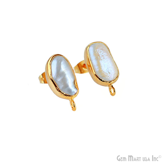 DIY Pearl 19x9mm Gold Electroplated Loop Connector Studs Earrings