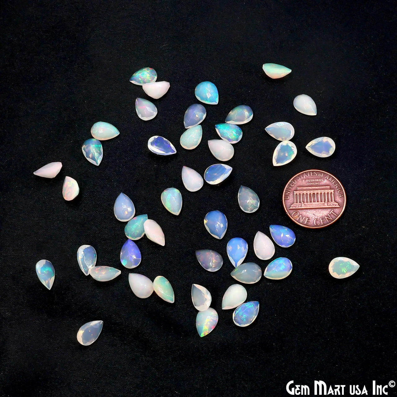 Ethiopian Opal Wholesale Gemstones, 100% Natural Precious Gems, Rainbow Cabochons Loose Gems, 6x9mm, Pears, 4PC